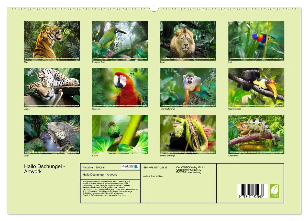 Bild: 9783457424933 | Hallo Dschungel - Artwork (hochwertiger Premium Wandkalender 2026...