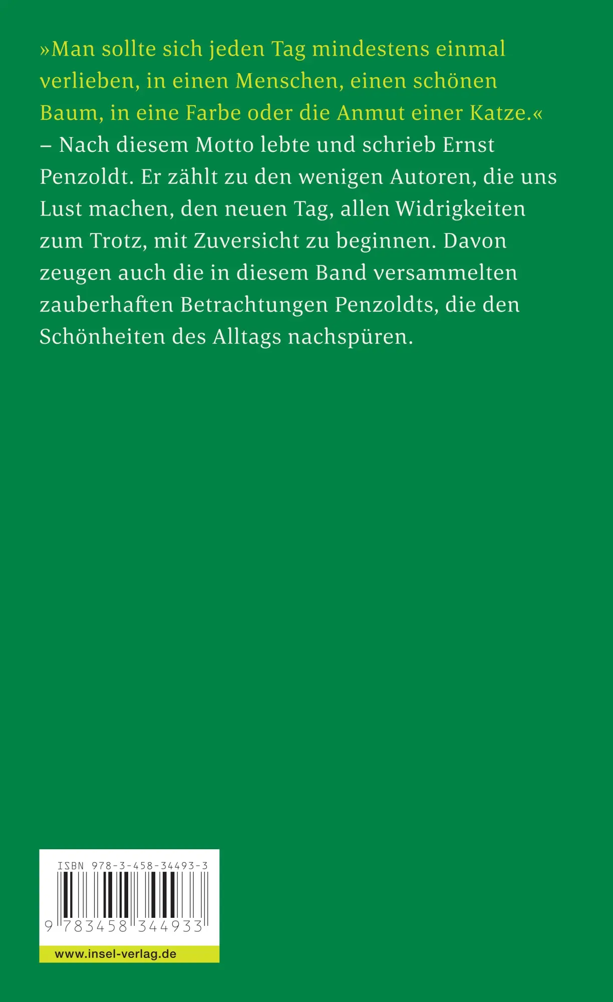 Rückseite: 9783458344933 | Die Kunst, das Leben zu lieben, und andere Betrachtungen | Penzoldt