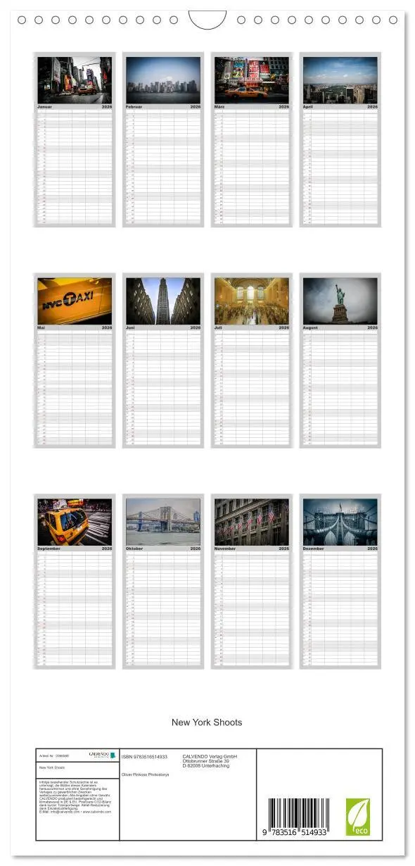 Bild: 9783516514933 | Familienplaner 2026 - New York Shoots mit 5 Spalten (Wandkalender,...