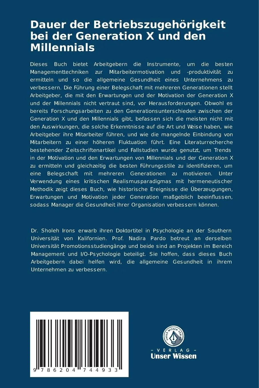 Rückseite: 9786204744933 | Dauer der Betriebszugehörigkeit bei der Generation X und den...