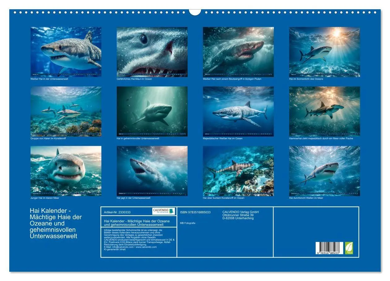 Bild: 9783516885033 | Hai Kalender - Mächtige Haie der Ozeane und geheimnisvollen...