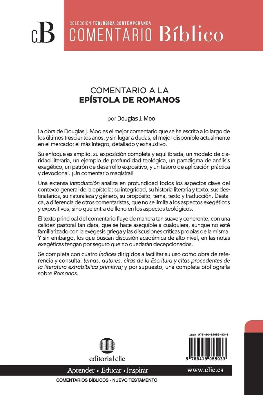 Rückseite: 9788419055033 | Las Comentario a la Ep¿¿stola de Romanos | Douglas J. Moo | Buch
