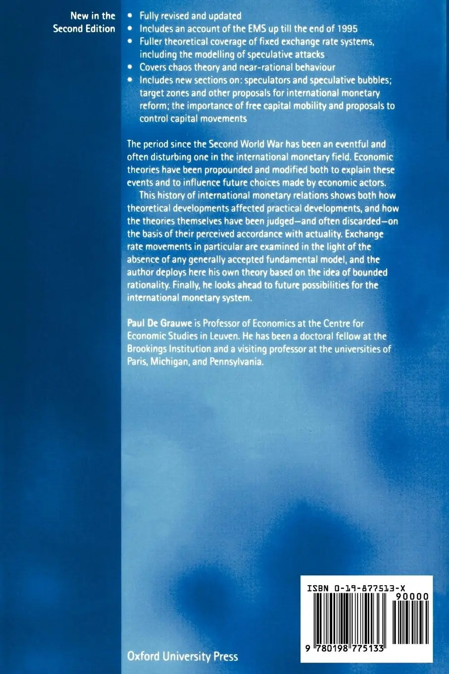 Rückseite: 9780198775133 | International Money | Postwar Trends and Theories | Grauwe (u. a.)