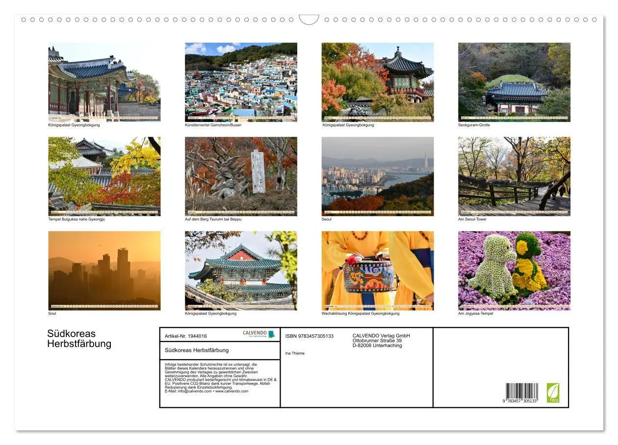 Bild: 9783457305133 | Südkoreas Herbstfärbung (Wandkalender 2026 DIN A2 quer), CALVENDO...