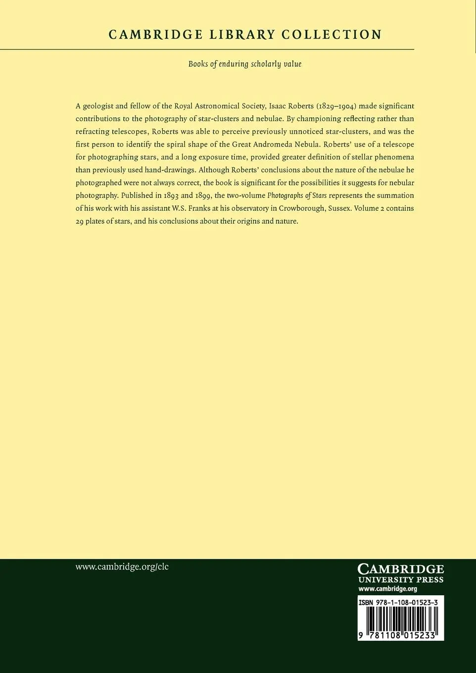 Rückseite: 9781108015233 | Photographs of Stars, Star-Clusters and Nebulae | Roberts (u. a.)