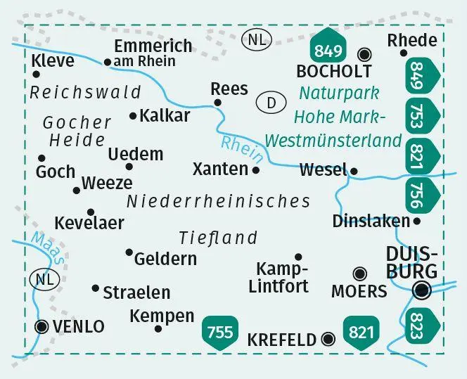 Bild: 9783991215233 | KOMPASS Wanderkarte 752 Niederrhein Nord, Reichswald 1:50.000 | 2 S.