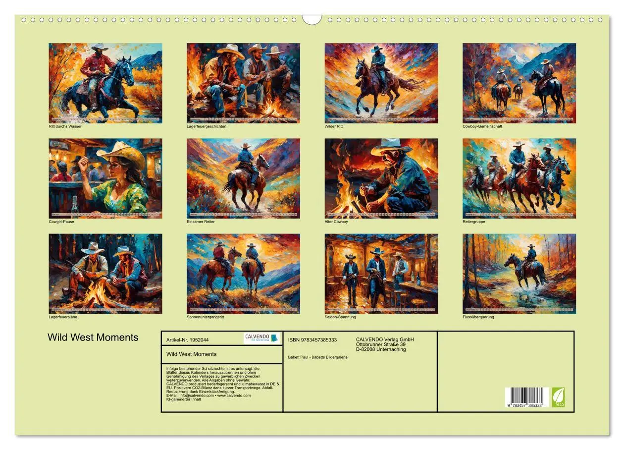Bild: 9783457385333 | Wild West Moments (Wandkalender 2026 DIN A2 quer), CALVENDO...