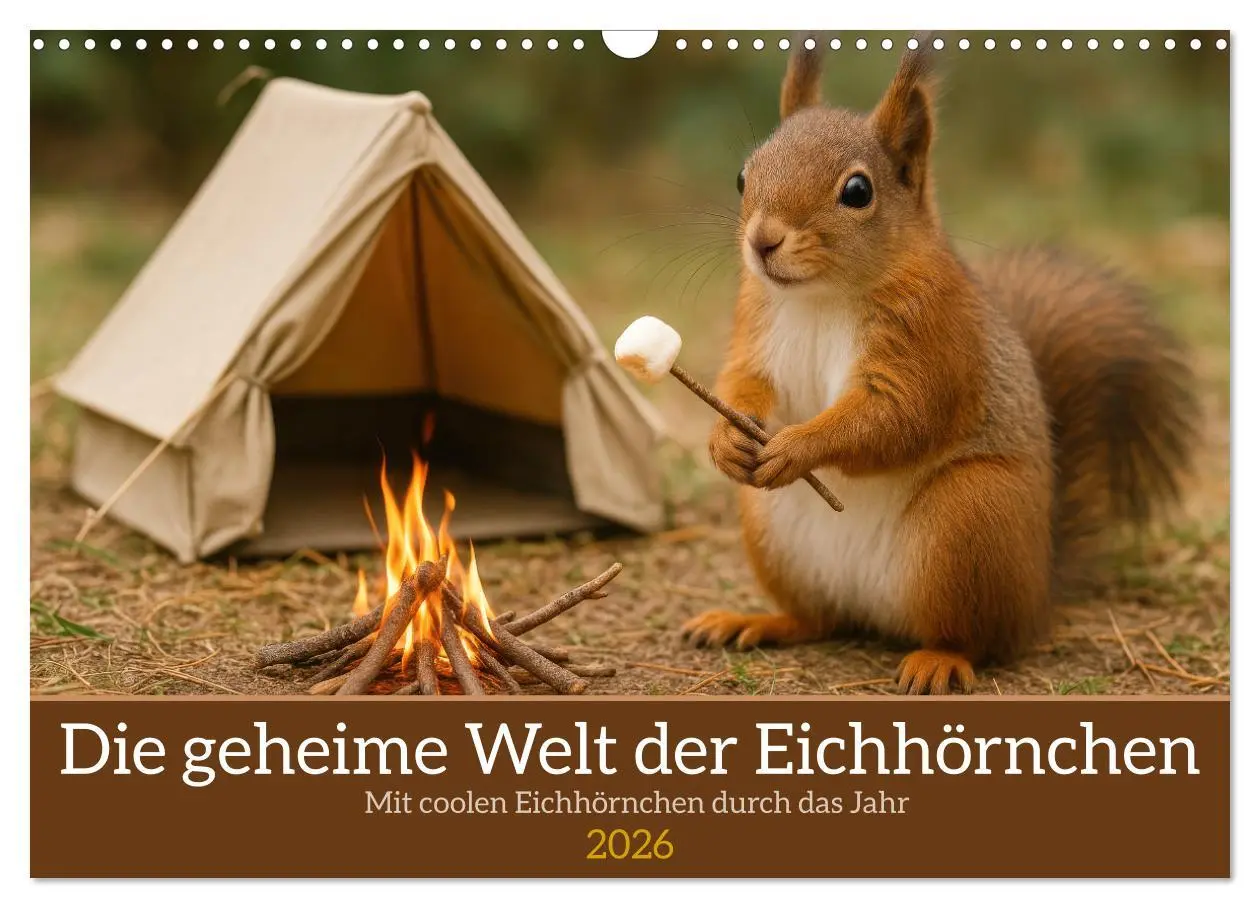 Cover: 9783516235333 | Die geheime Welt der Eichhörnchen (Wandkalender 2026 DIN A3 quer),...