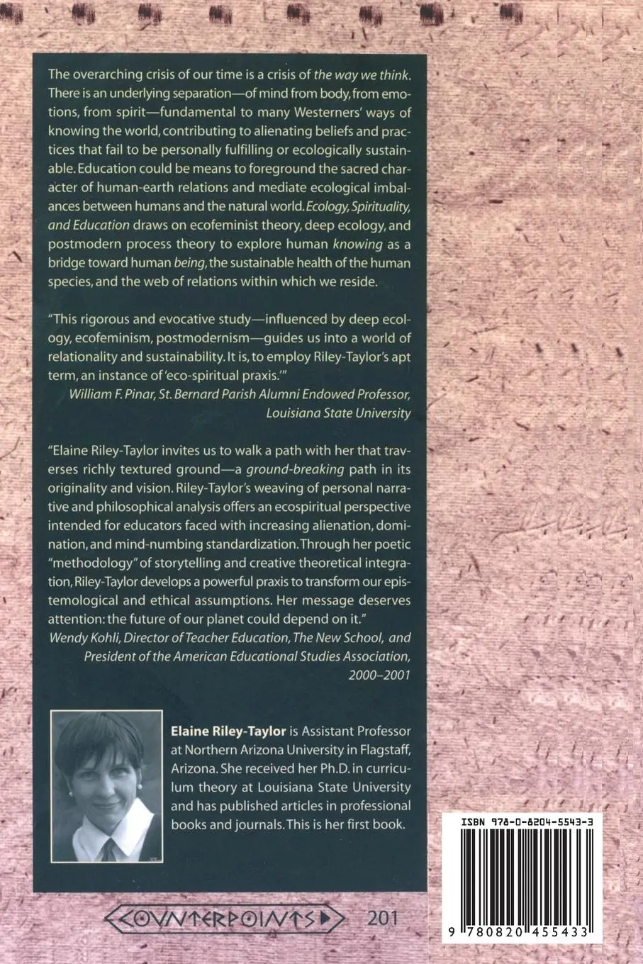 Rückseite: 9780820455433 | Ecology, Spirituality, and Education | Elaine Riley-Taylor | Buch
