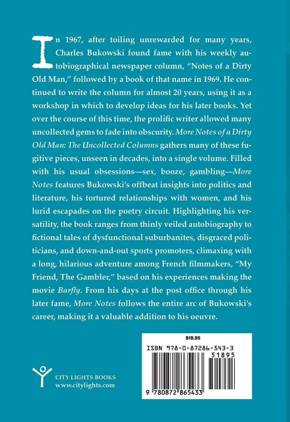 Rückseite: 9780872865433 | More Notes of a Dirty Old Man | The Uncollected Columns | Bukowski