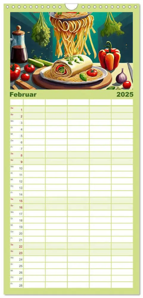 Bild: 9783457135433 | Familienplaner 2025 - Nudel Varianten mit 5 Spalten (Wandkalender,...