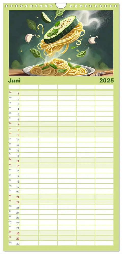 Bild: 9783457135433 | Familienplaner 2025 - Nudel Varianten mit 5 Spalten (Wandkalender,...