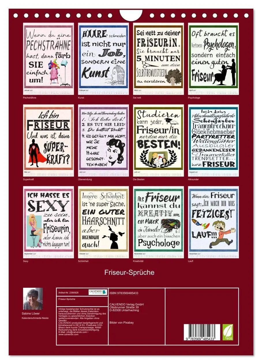 Bild: 9783569485433 | Friseur-Sprüche (Wandkalender 2027 DIN A4 hoch), CALVENDO...
