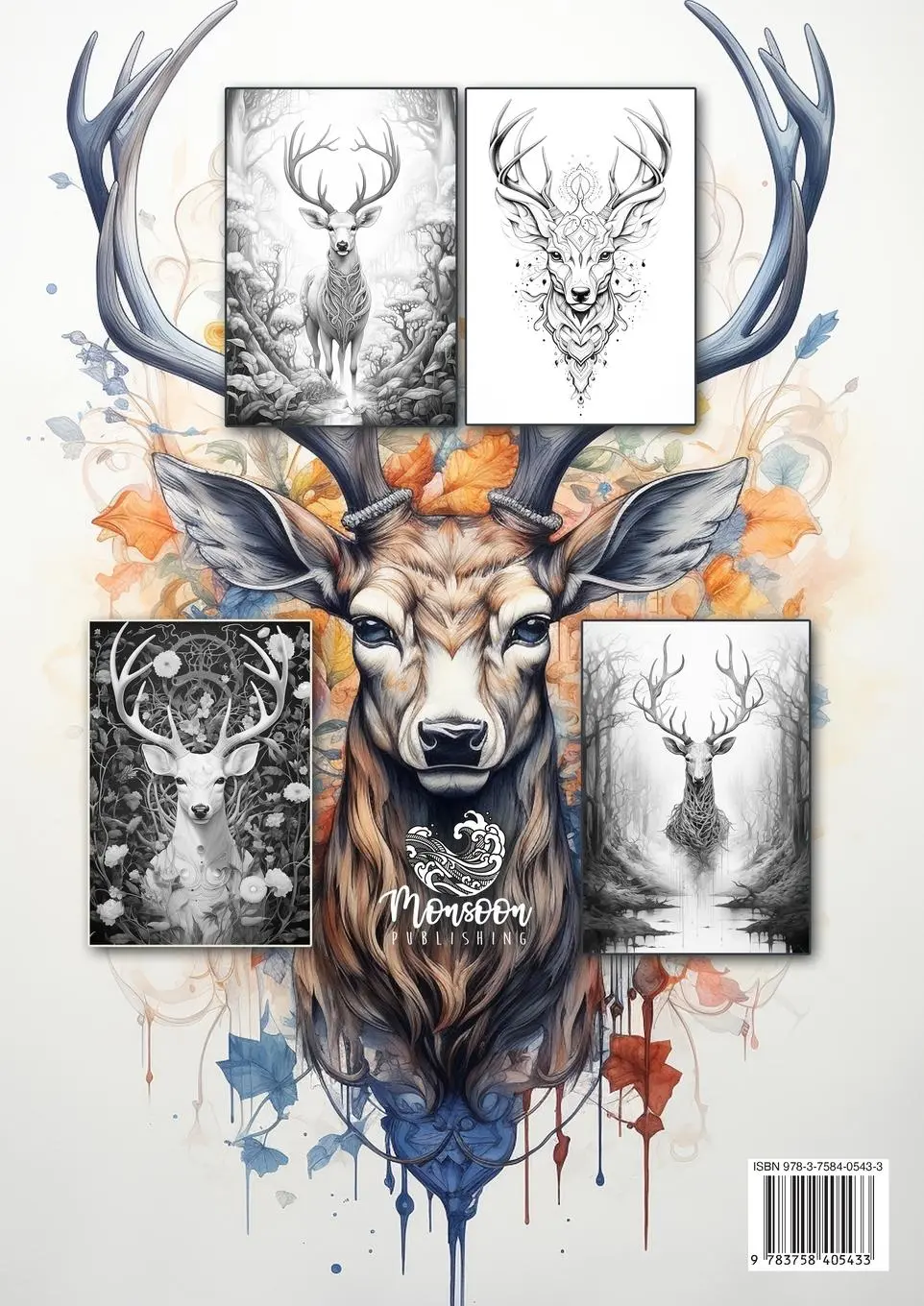 Rückseite: 9783758405433 | Deer Coloring Book for Adults | Monsoon Publishing | Taschenbuch