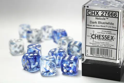 Cover: 601982025533 | Nebula® 16mm d6 Dark Blue/white Dice Block™ (12 dice) | deutsch