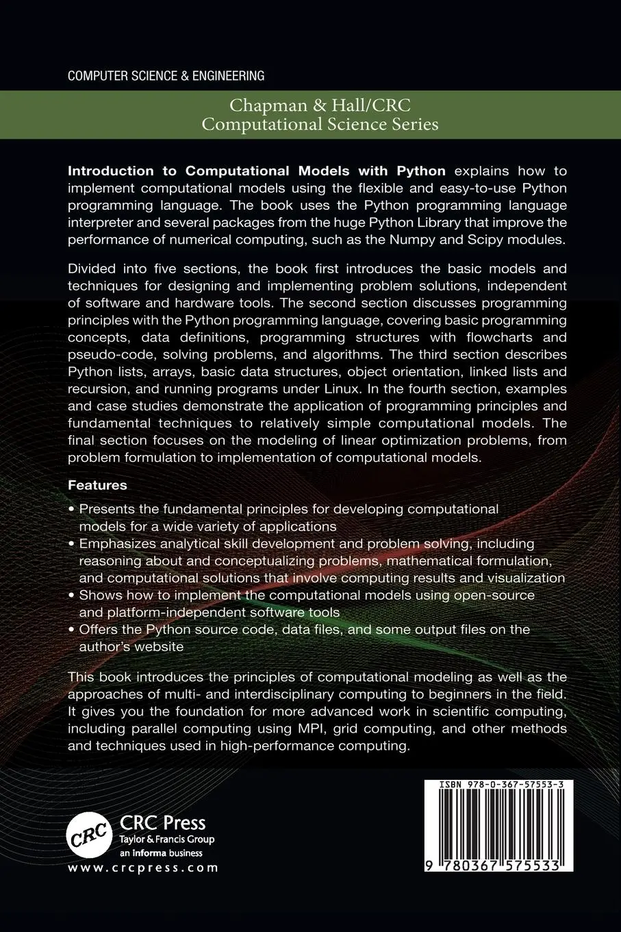 Rückseite: 9780367575533 | Introduction to Computational Models with Python | Jose M. Garrido