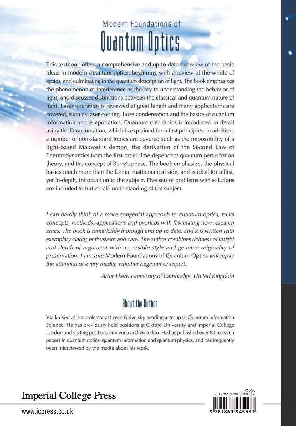 Rückseite: 9781860945533 | MODERN FOUNDATIONS OF QUANTUM OPTICS | Vedral Vlatko | Taschenbuch