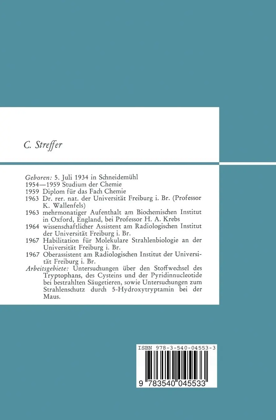 Rückseite: 9783540045533 | Strahlen-Biochemie | C. Streffer | Taschenbuch | xii | Deutsch