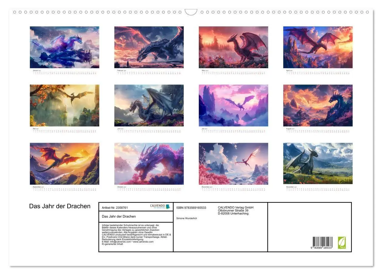 Bild: 9783569165533 | Das Jahr der Drachen (Wandkalender 2027 DIN A2 quer), CALVENDO...