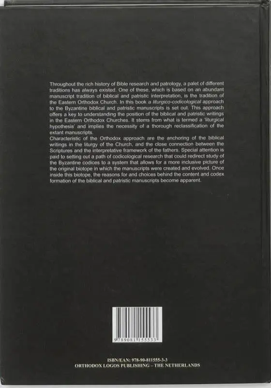 Rückseite: 9789081155533 | The Inner Cohesion between the Bible and the Fathers in Byzantine...