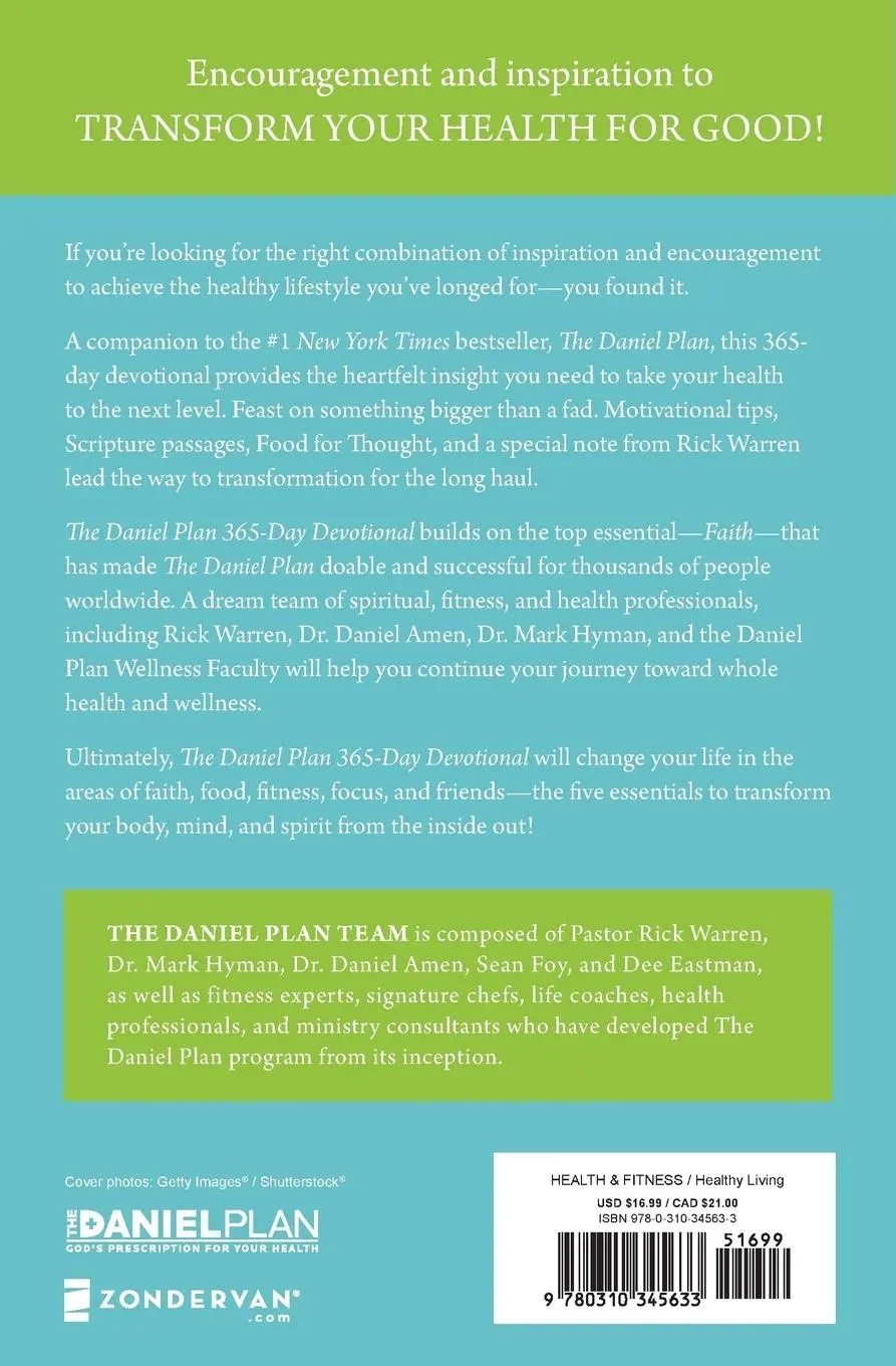 Rückseite: 9780310345633 | The Daniel Plan 365-Day Devotional | The Daniel Plan Team | Buch