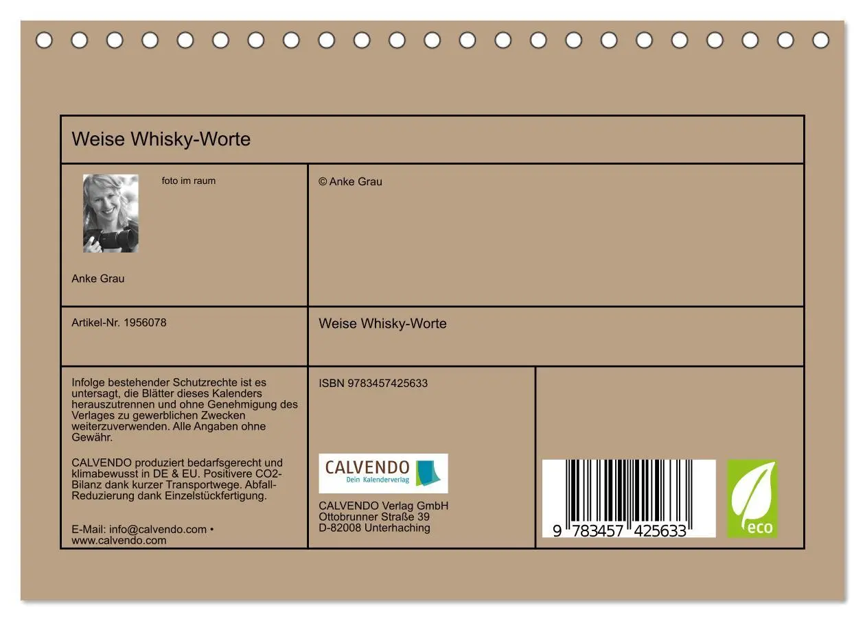 Bild: 9783457425633 | Weise Whisky-Worte (Tischkalender 2026 DIN A5 quer), CALVENDO...