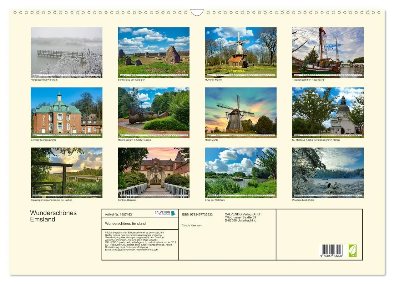Bild: 9783457735633 | Wunderschönes Emsland (Wandkalender 2026 DIN A2 quer), CALVENDO...