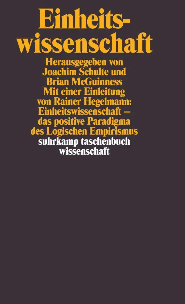 Cover: 9783518285633 | Einheitswissenschaft | Brian F. McGuinness (u. a.) | Taschenbuch