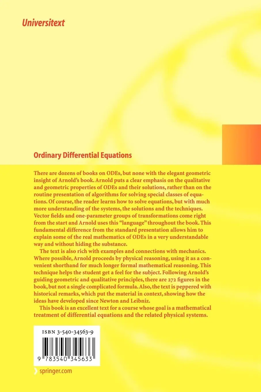 Rückseite: 9783540345633 | Ordinary Differential Equations | Vladimir I. Arnold | Taschenbuch