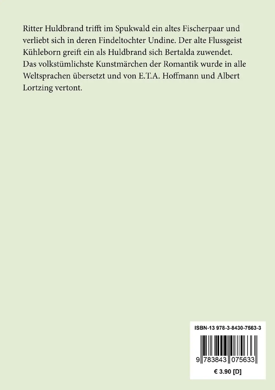 Rückseite: 9783843075633 | Undine | Ein romantisches Märchen | Friedrich de la Motte Fouqué
