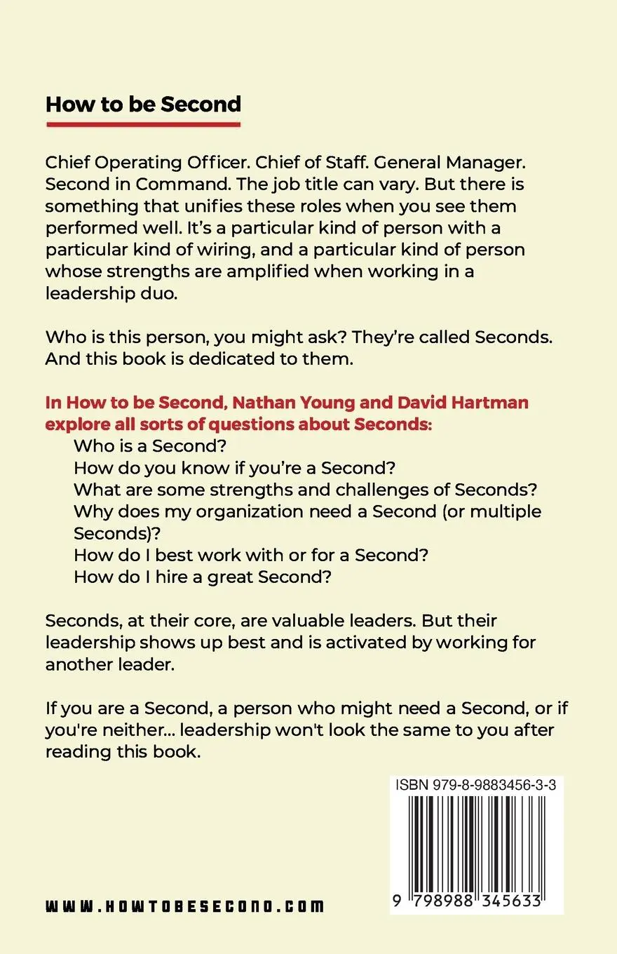 Rückseite: 9798988345633 | How to be Second | Being Second is a Destination, not a Stepping Stone