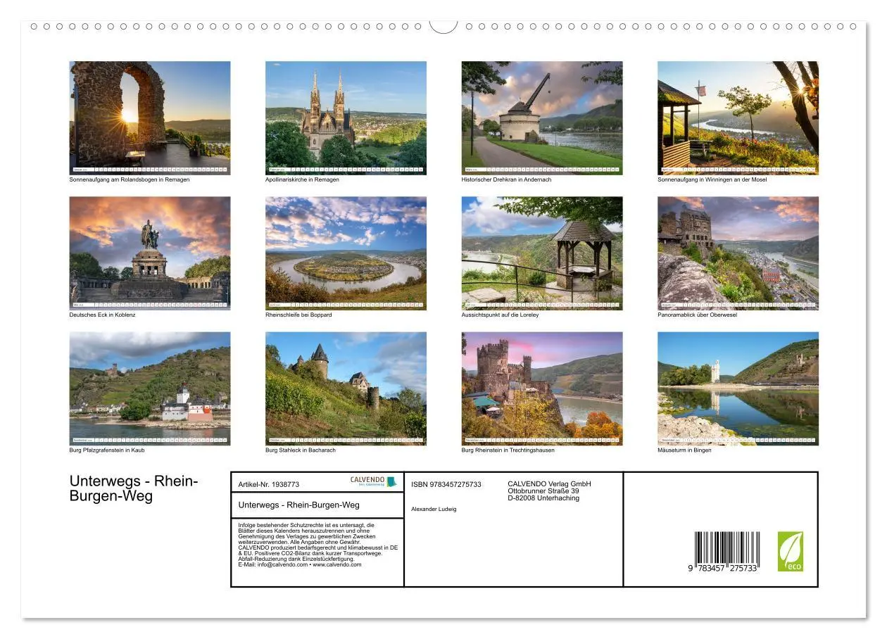 Bild: 9783457275733 | Unterwegs - Rhein-Burgen-Weg (hochwertiger Premium Wandkalender...