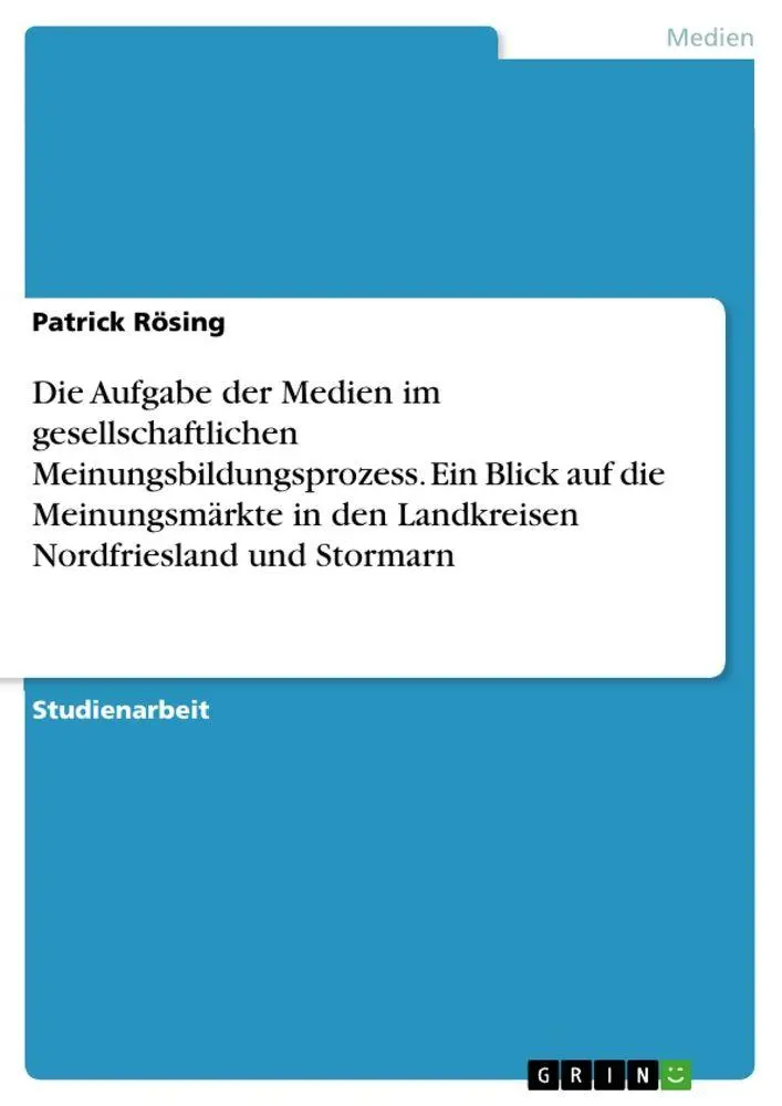 Cover: 9783668075733 | Die Aufgabe der Medien im gesellschaftlichen...