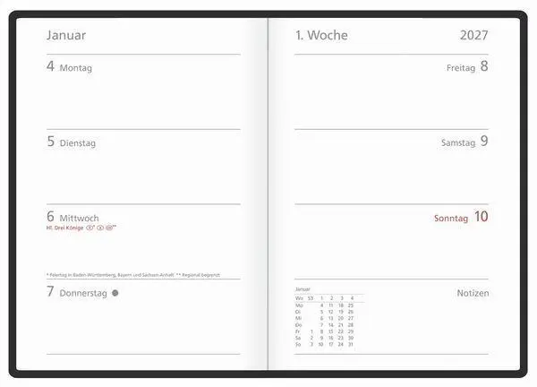Bild: 9783819305733 | Wochentimer Colour anthrazit 2027 | Korsch Verlag | Buch | 128 S.