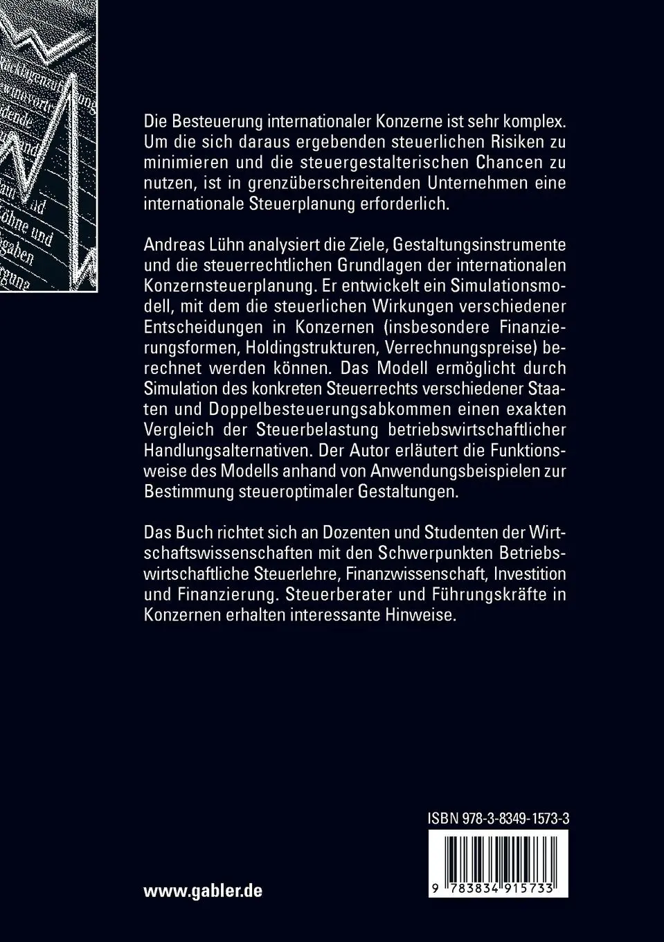 Rückseite: 9783834915733 | Quantitative internationale Konzernsteuerplanung | Andreas Lühn | Buch