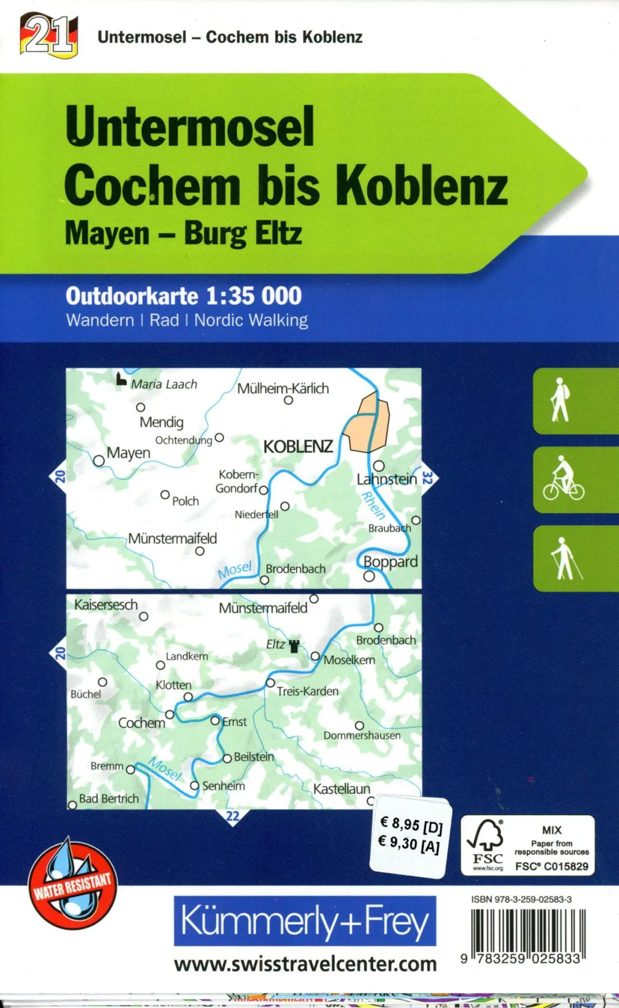 Bild: 9783259025833 | Kümmerly+Frey Outdoorkarte Deutschland 21 Untermosel, Cochem bis...