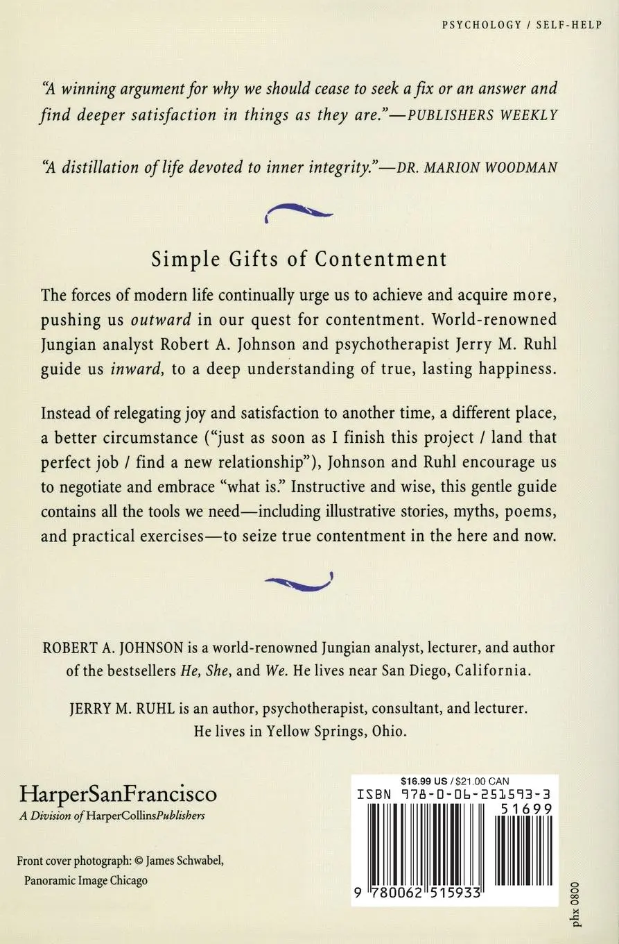 Rückseite: 9780062515933 | Contentment | A Way to True Happiness | Robert A Johnson (u. a.)