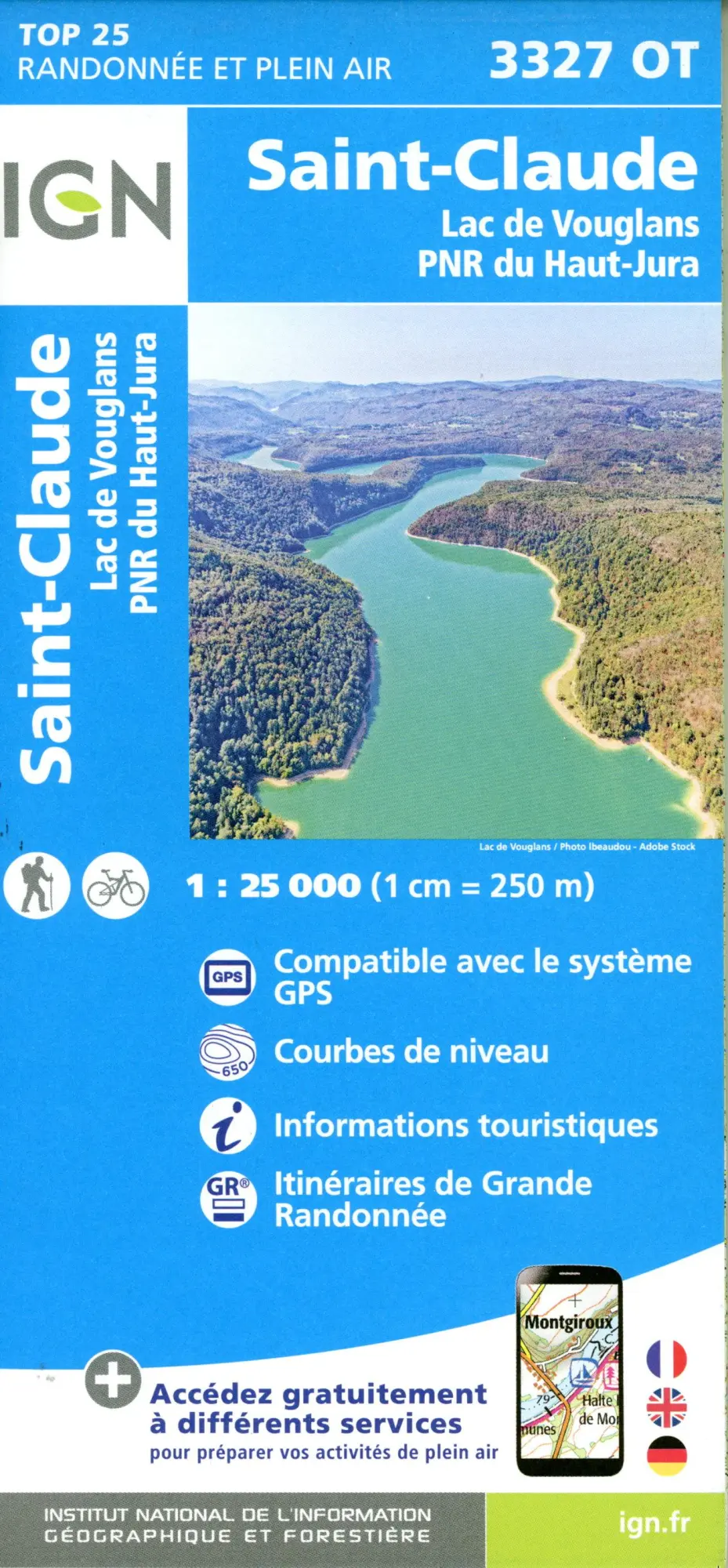Cover: 9782758555933 | 3327OT St-Claude.Lac de Vouglans.PNR du Haut Jura | 1:25000 | 2024