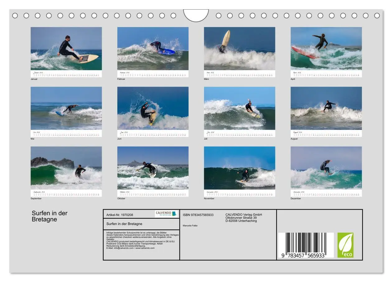 Bild: 9783457565933 | Surfen in der Bretagne (Wandkalender 2026 DIN A4 quer), CALVENDO...