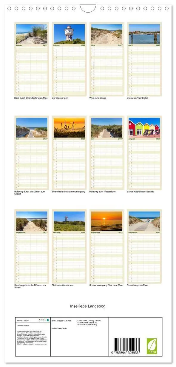 Bild: 9783594325933 | Familienplaner 2027 - Inselliebe Langeoog mit 5 Spalten...