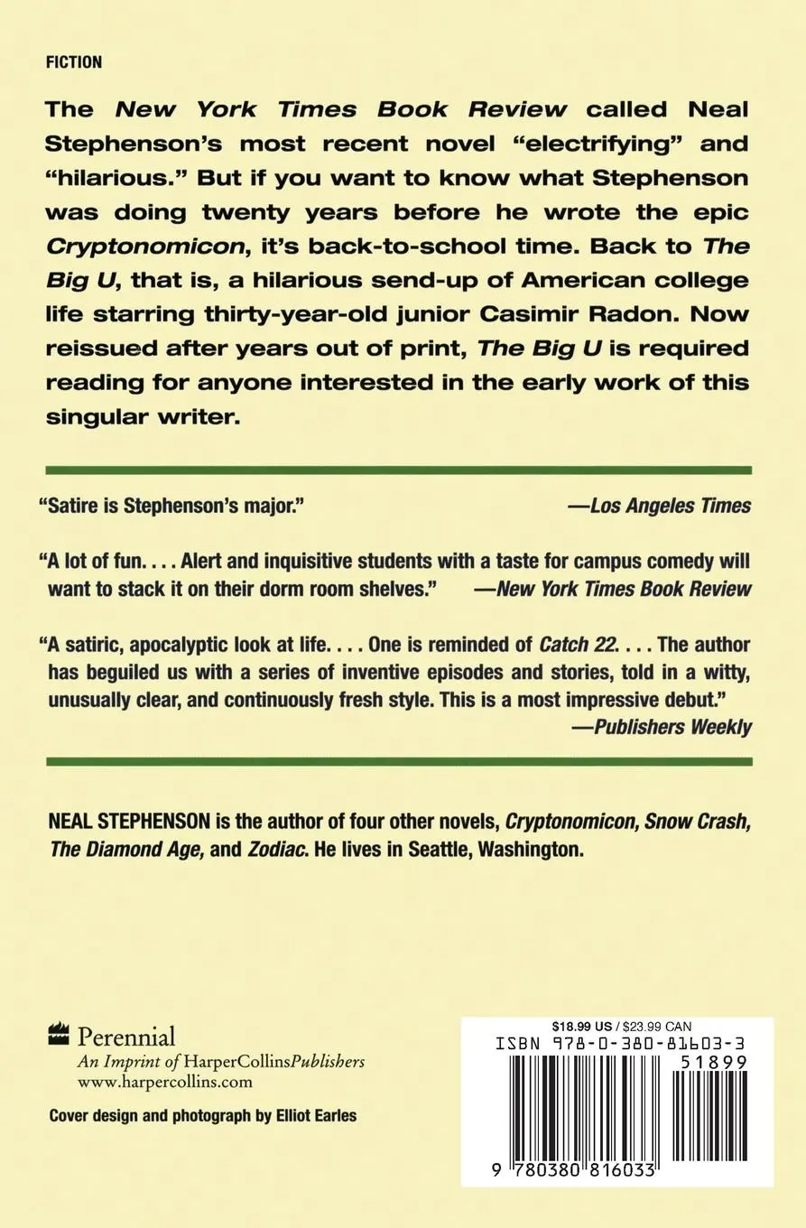 Rückseite: 9780380816033 | The Big U | Neal Stephenson | Taschenbuch | Englisch | 2001