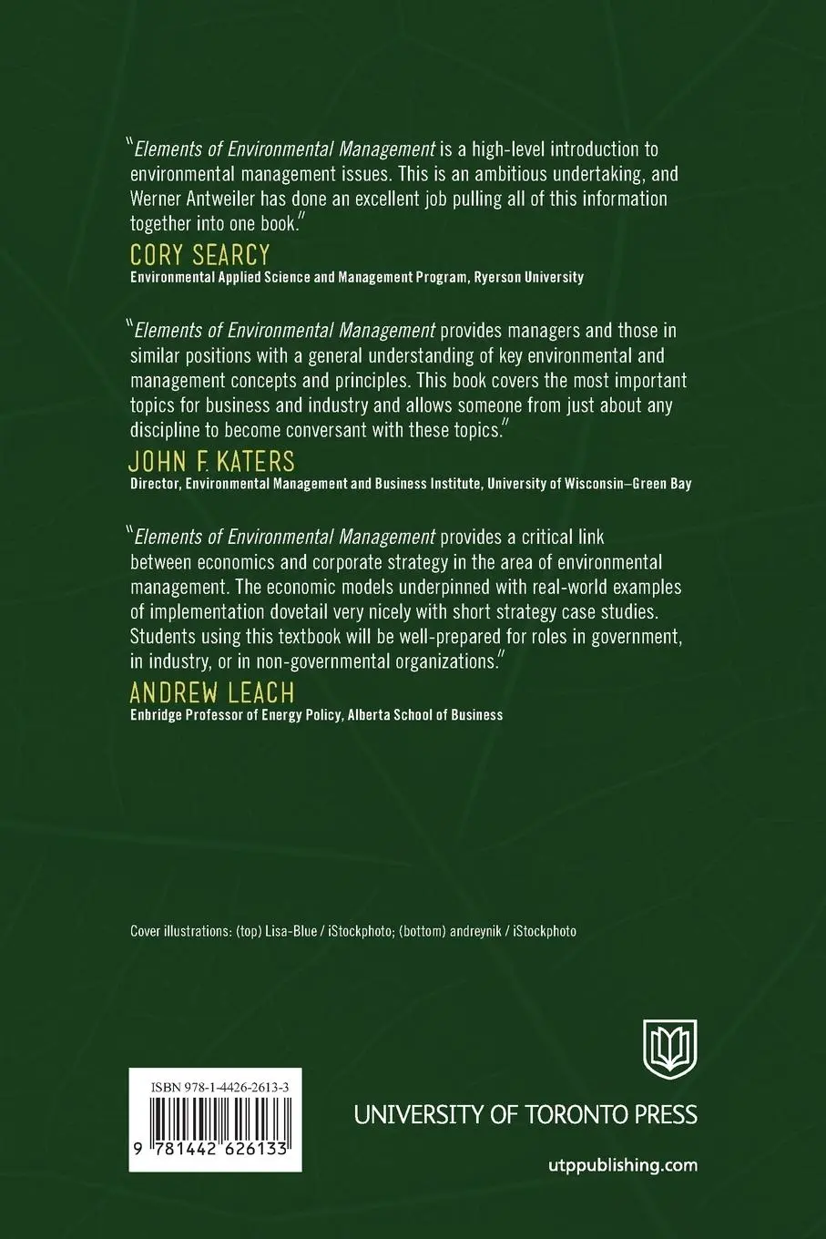 Rückseite: 9781442626133 | Elements of Environmental Management | Werner Antweiler | Taschenbuch