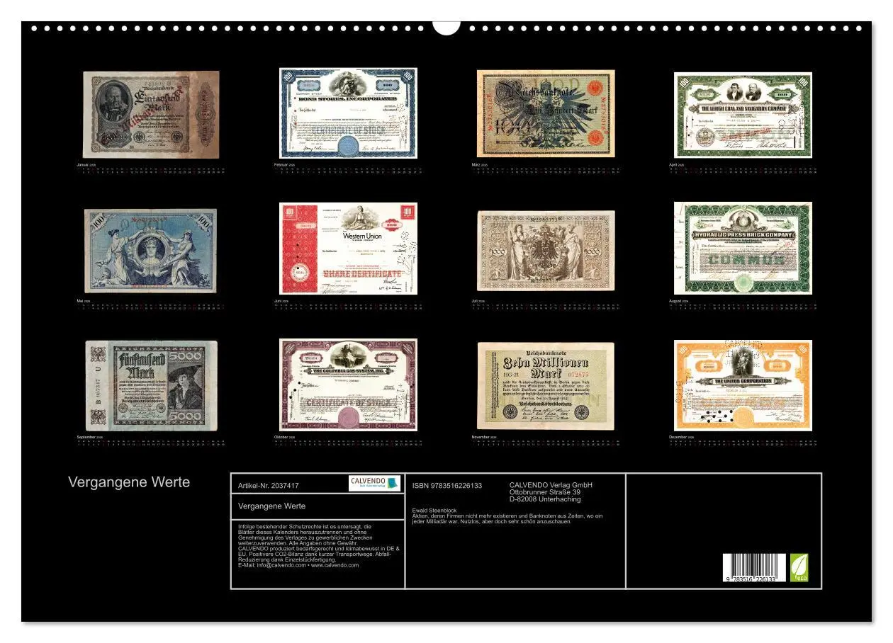 Bild: 9783516226133 | Vergangene Werte (Wandkalender 2026 DIN A2 quer), CALVENDO...