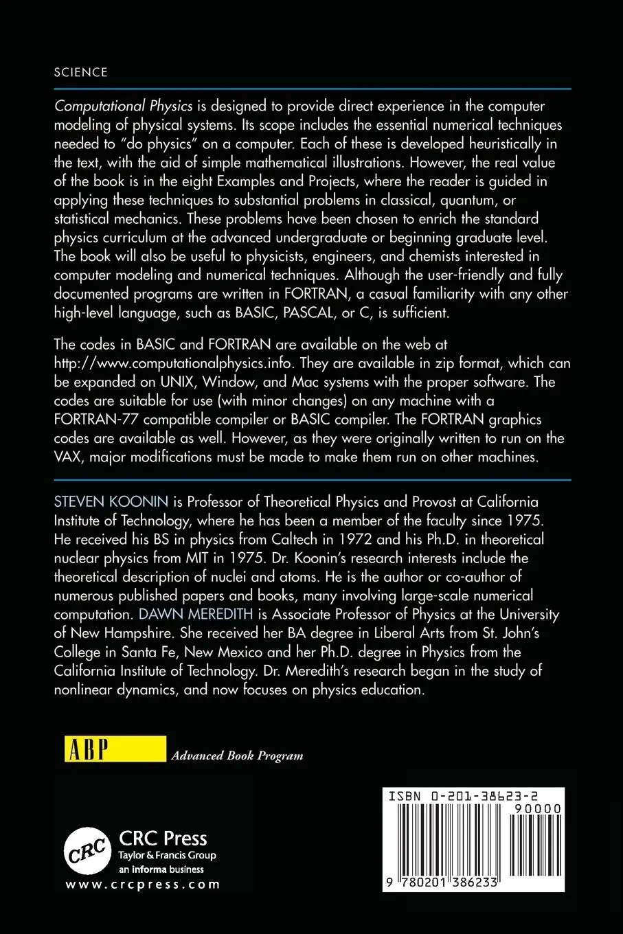 Rückseite: 9780201386233 | Computational Physics | Fortran Version | Steven E. Koonin | Buch