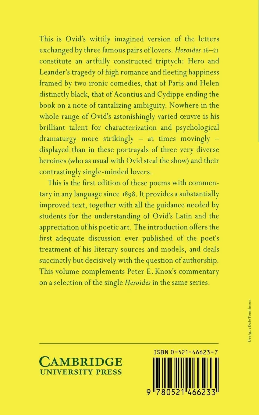 Rückseite: 9780521466233 | Ovid | Heroides XVI-XXI | E. J. Kenney (u. a.) | Taschenbuch | 2005