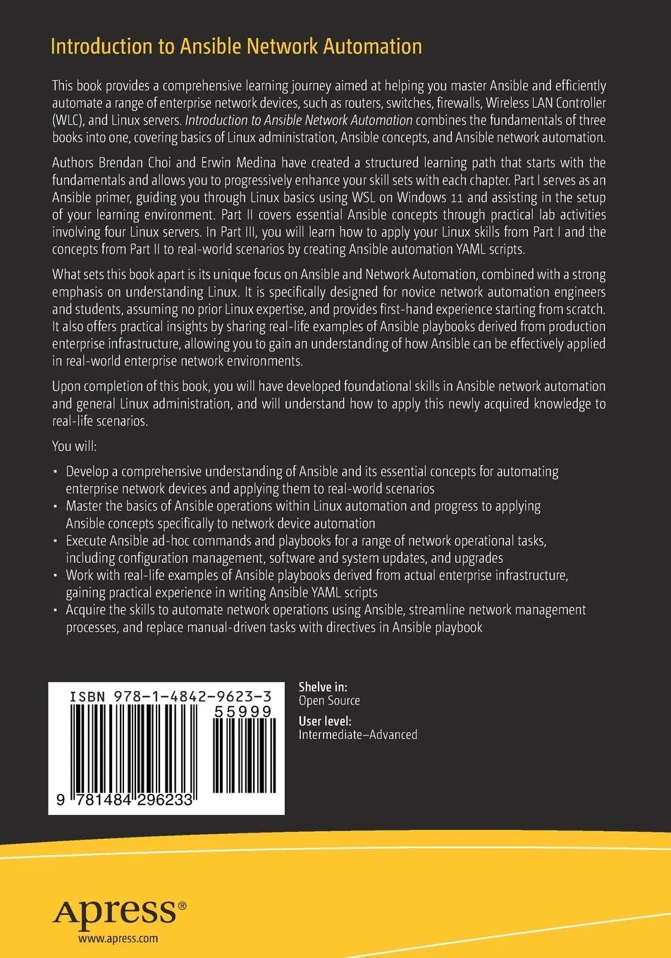 Rückseite: 9781484296233 | Introduction to Ansible Network Automation | A Practical Primer | Buch