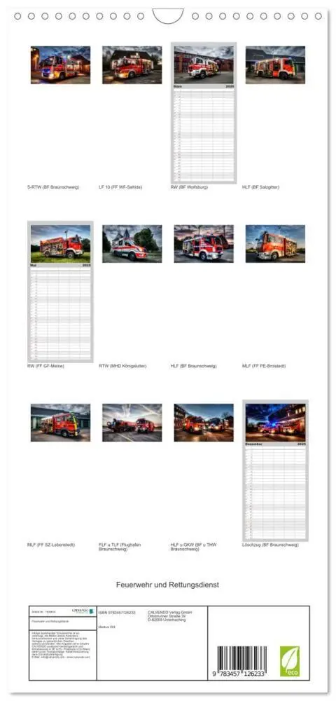 Bild: 9783457126233 | Familienplaner 2025 - Feuerwehr und Rettungsdienst mit 5 Spalten...