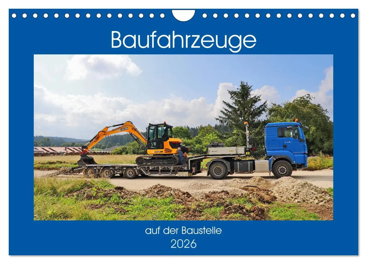 Cover: 9783457816233 | Baufahrzeuge auf der Baustelle (Wandkalender 2026 DIN A4 quer),...