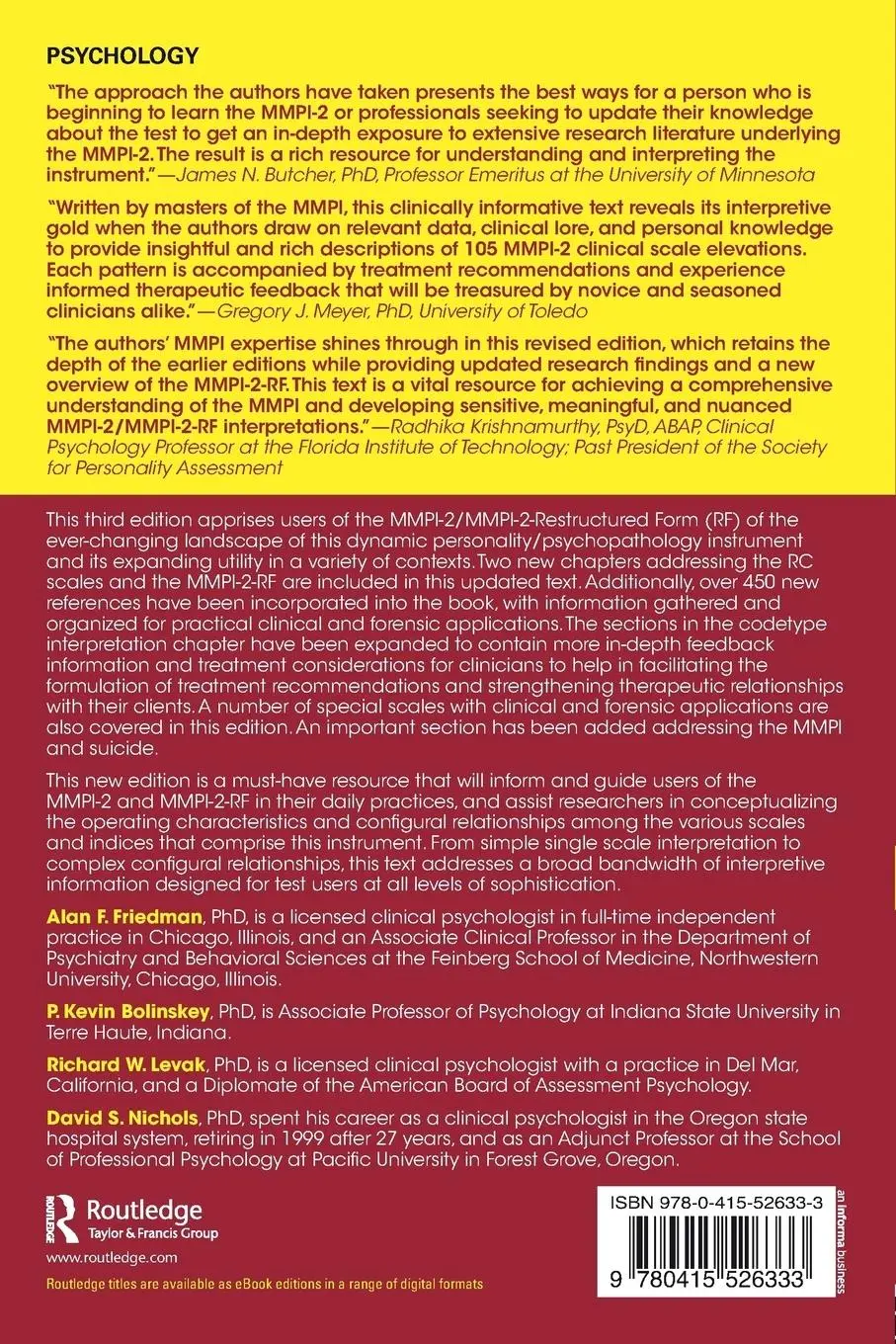 Rückseite: 9780415526333 | Psychological Assessment with the MMPI-2 / MMPI-2-RF | Taschenbuch