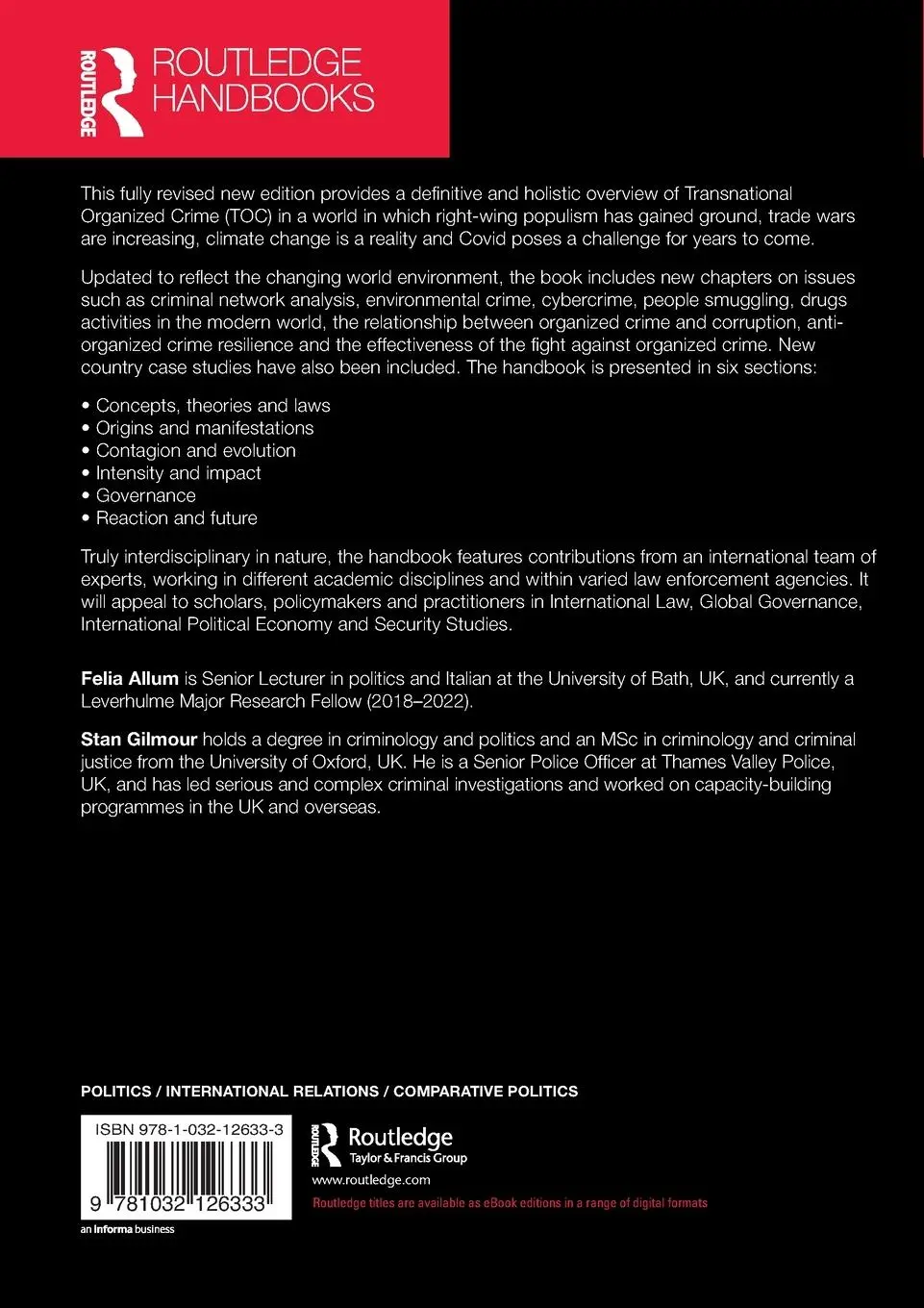 Rückseite: 9781032126333 | Routledge Handbook of Transnational Organized Crime | Allum (u. a.)